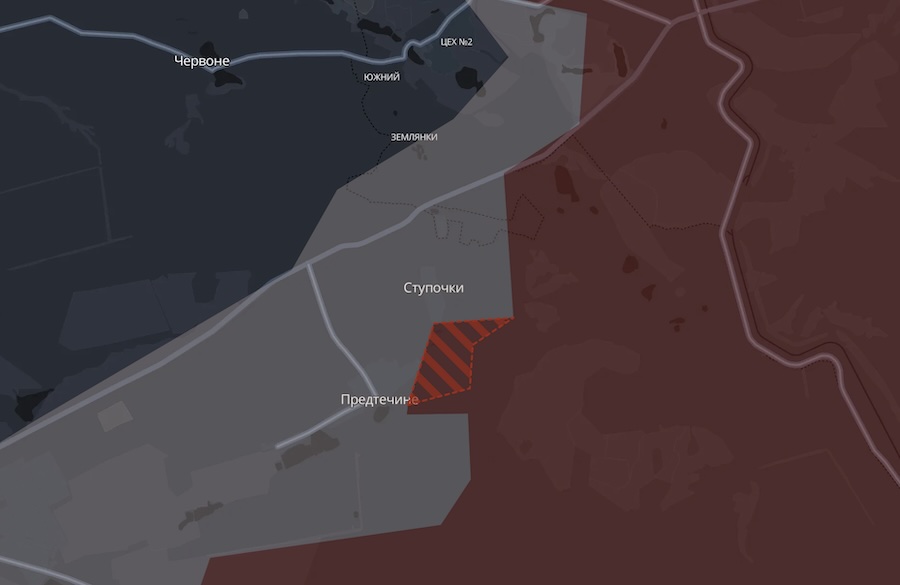 Армія РФ просунулуся біля села Ступочки на Краматорському напрямку. Фото: скріншот мапи DeepState.