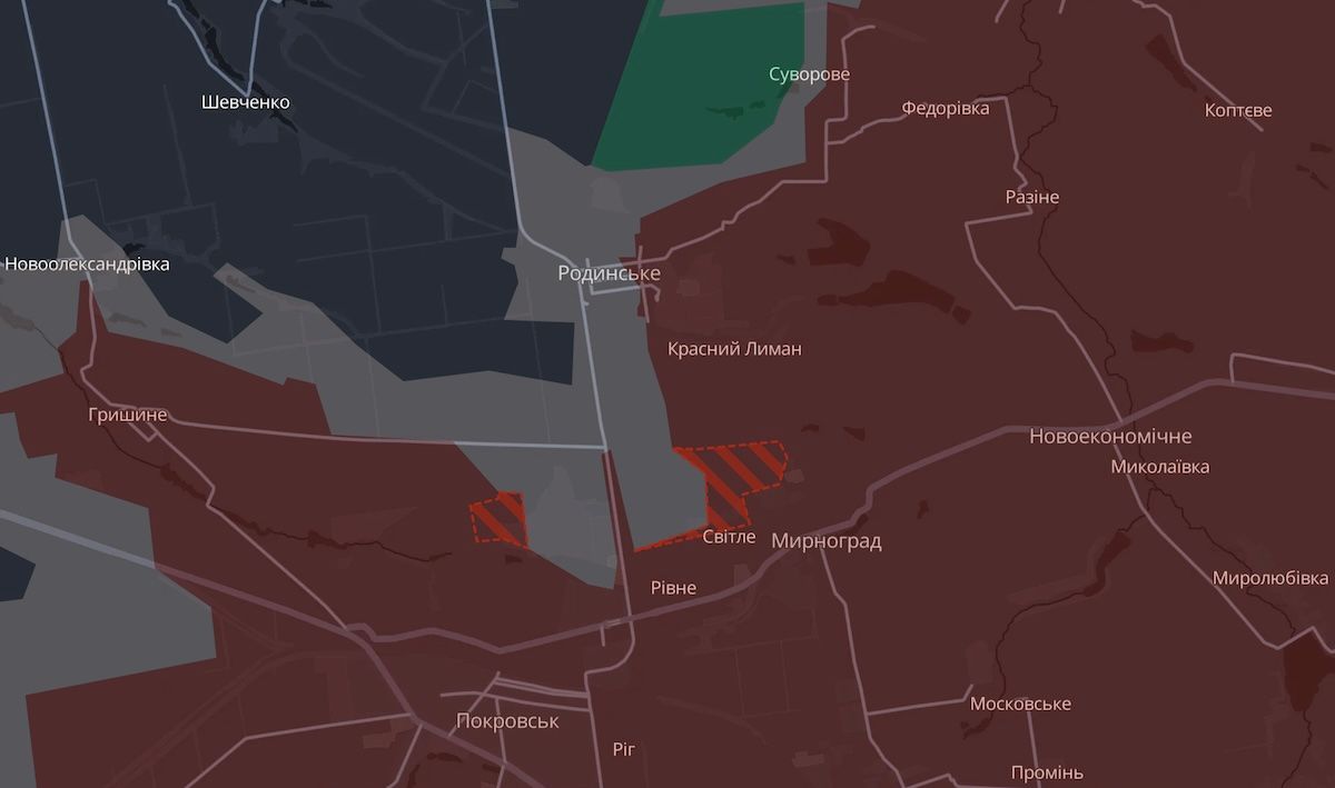 OSINT-аналітки повідомили про просування армії РФ на Покровському напрямку. Фото: скріншот мапи DeepState.